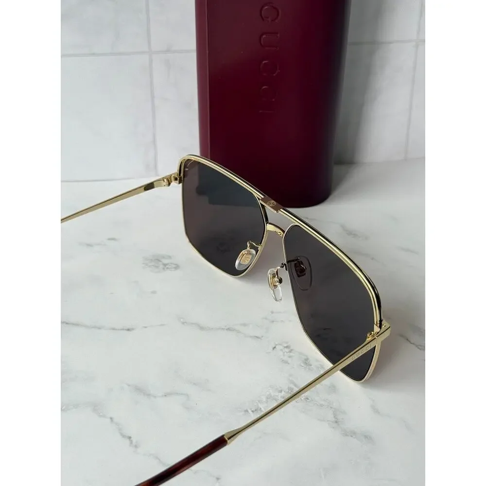 NEW Gucci GG1099SA Gold Brown Lens Navigator Sunglasses